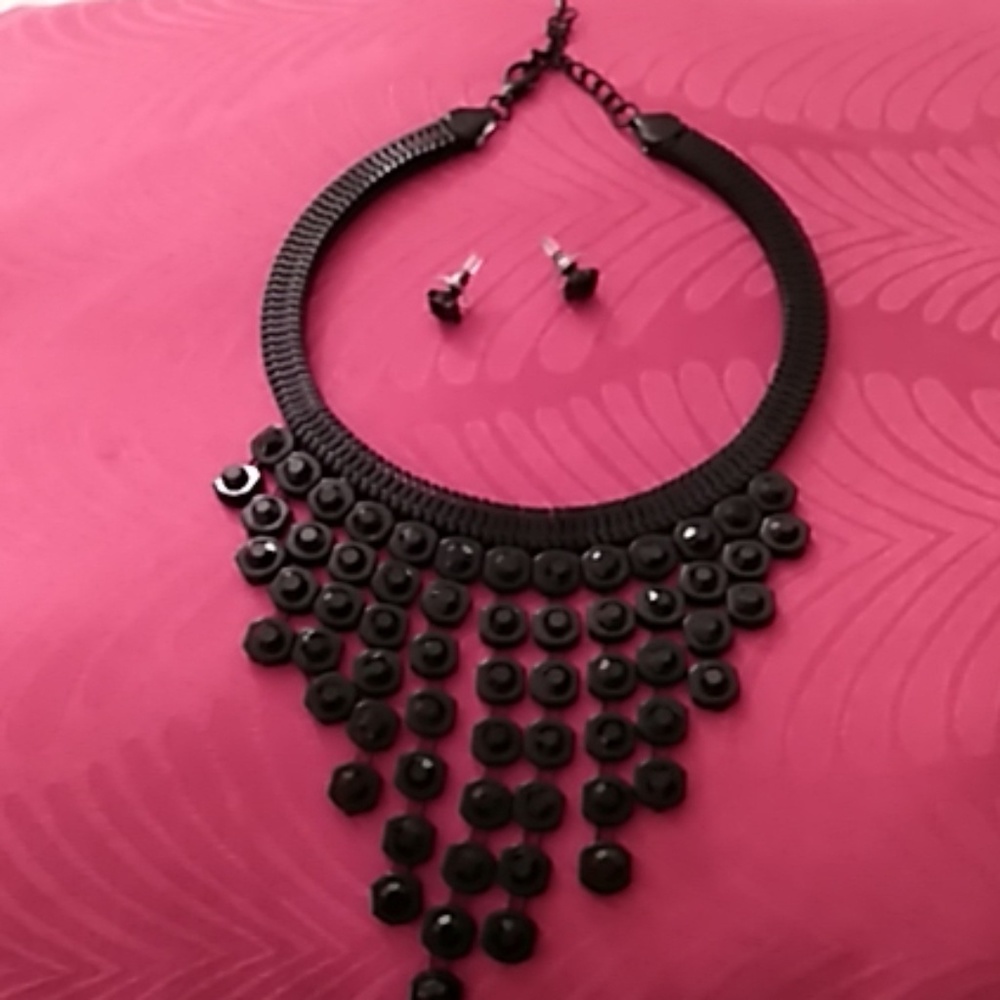 Elegant Black Choker/Necklace and Earrings